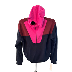NWT AQUA ATHLETIC PINK AND BLUE HALF ZIP SWEATSHIRT WITH HOOD